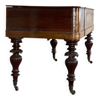 Piano table in rosewood with mother-of-pearl and fruitwood marquetry circa 1830.