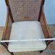 Vintage armchair in turned wood and caning, upholstered seat, 1940s.