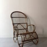 Vintage Dutch rattan armchair with armrest, 1960s