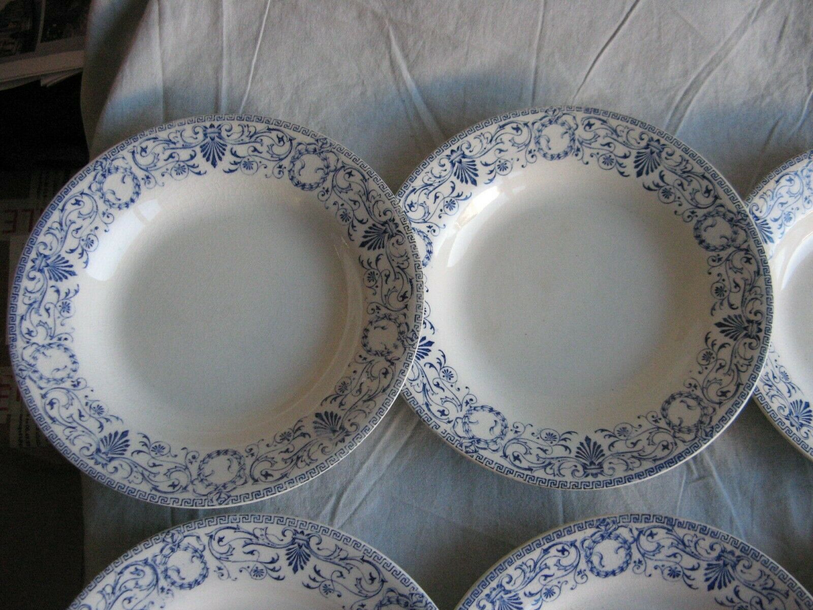 Lot of 6 hollow plates earthenware Creil Montereau décor Marie Louise