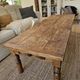XXL coffee table in solid raw elm wood with 2 drawers, rustic antique.