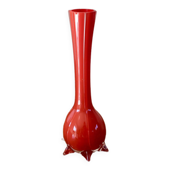 Red opaline vase from the 50s and 60s