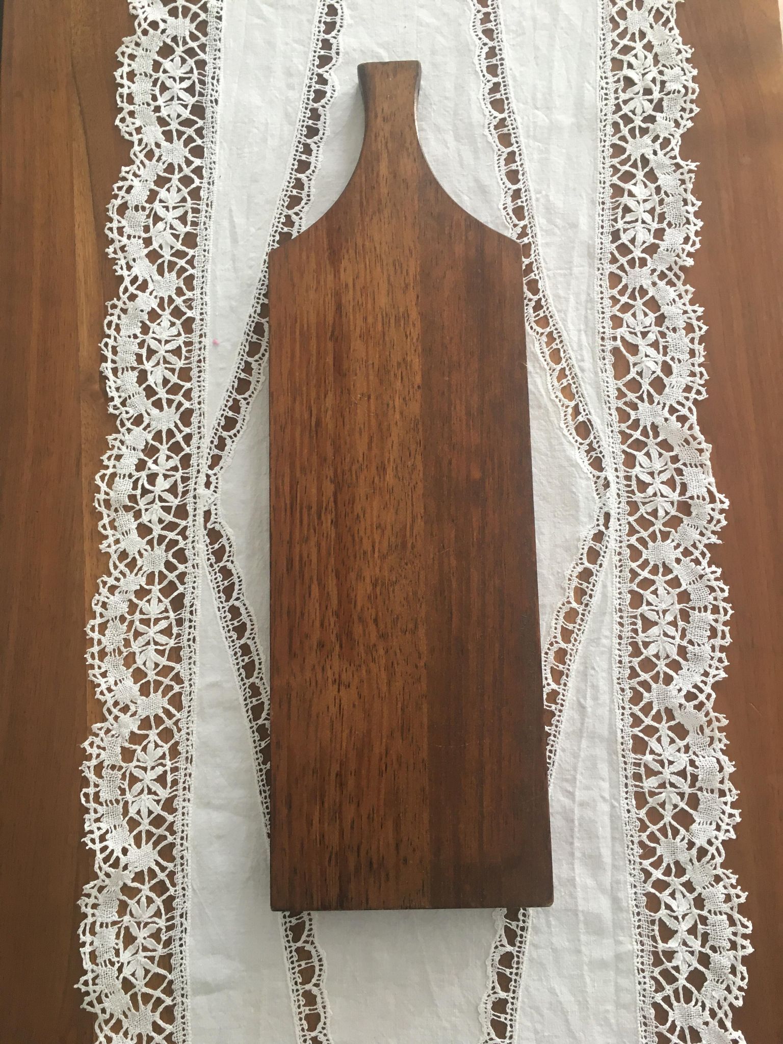 Vintage cheese board in wood and earthenware