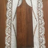 Vintage cheese board in wood and earthenware