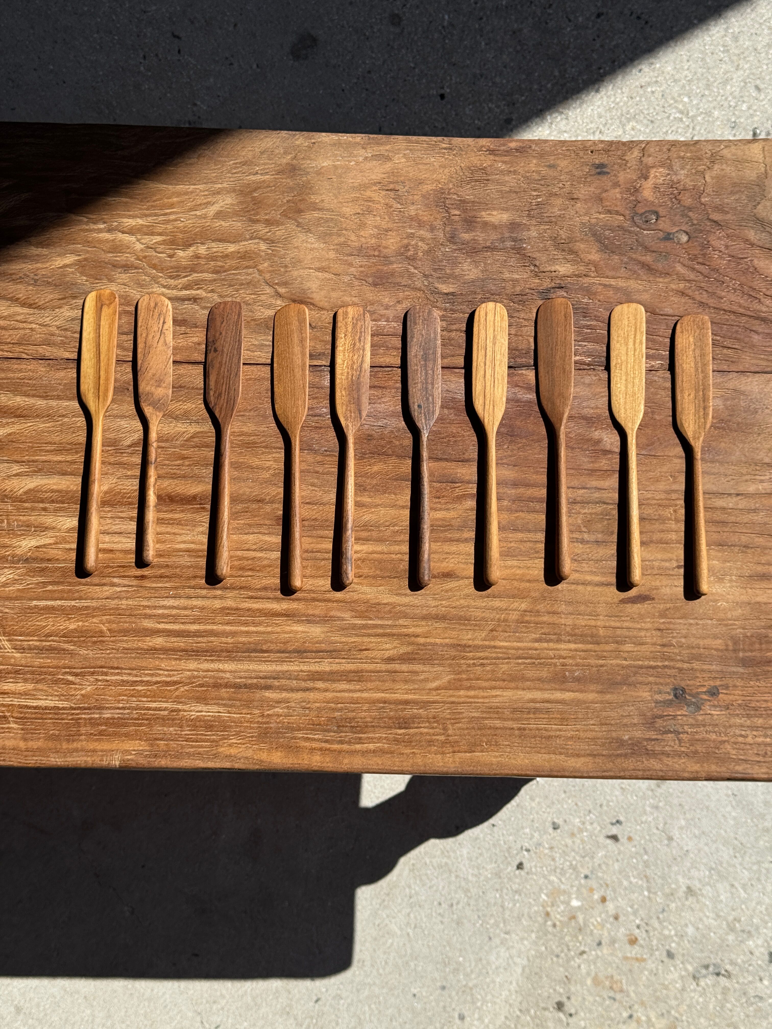 Small spatula, teak spreading knife, Indonesian monoxyle L18 l2.
