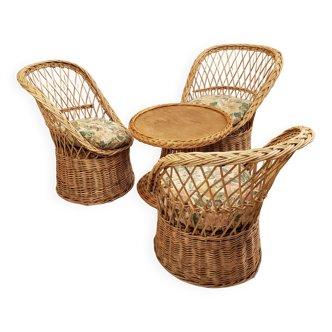 Vintage rattan children's lounge