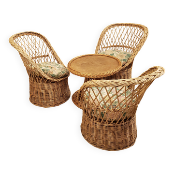 Vintage rattan children's lounge