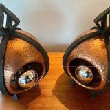 Pair of art deco lamps in brassware