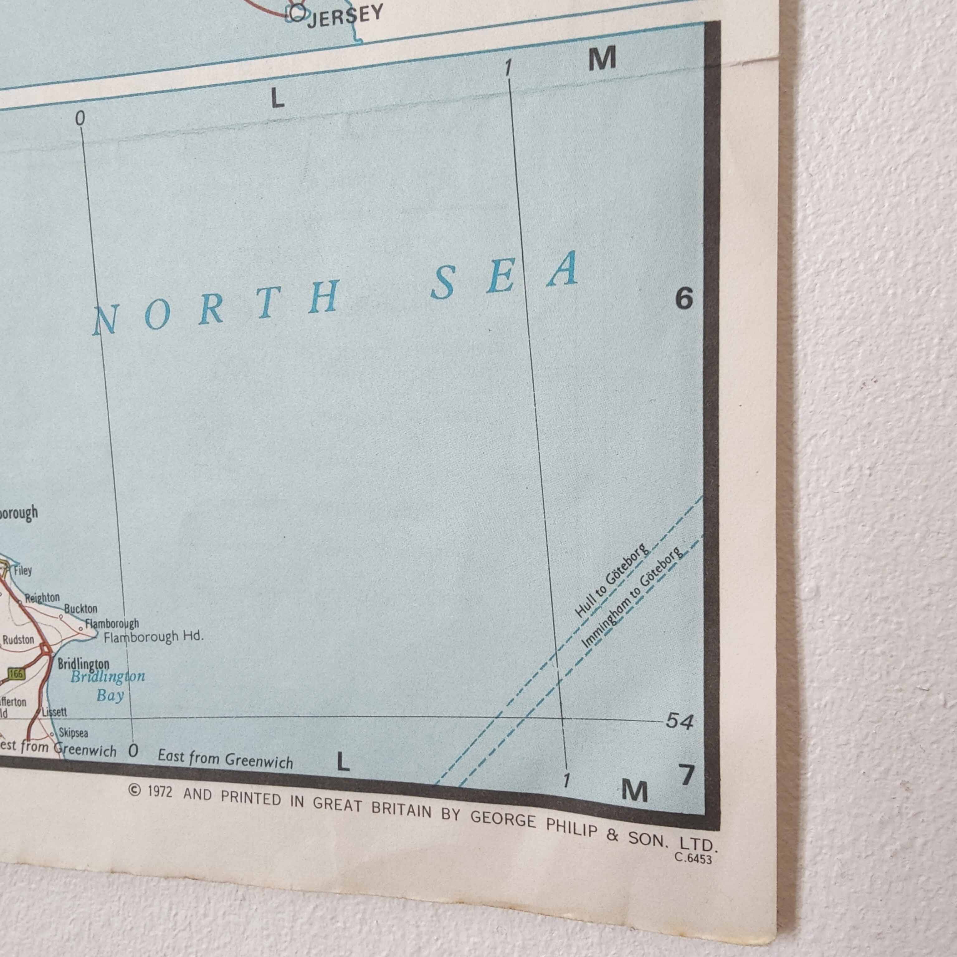 Vintage map of Great Britain 1972