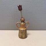 Beautiful ceramic vase in the shape of a lady, in multicolored glaze. Denmark 1970-80s