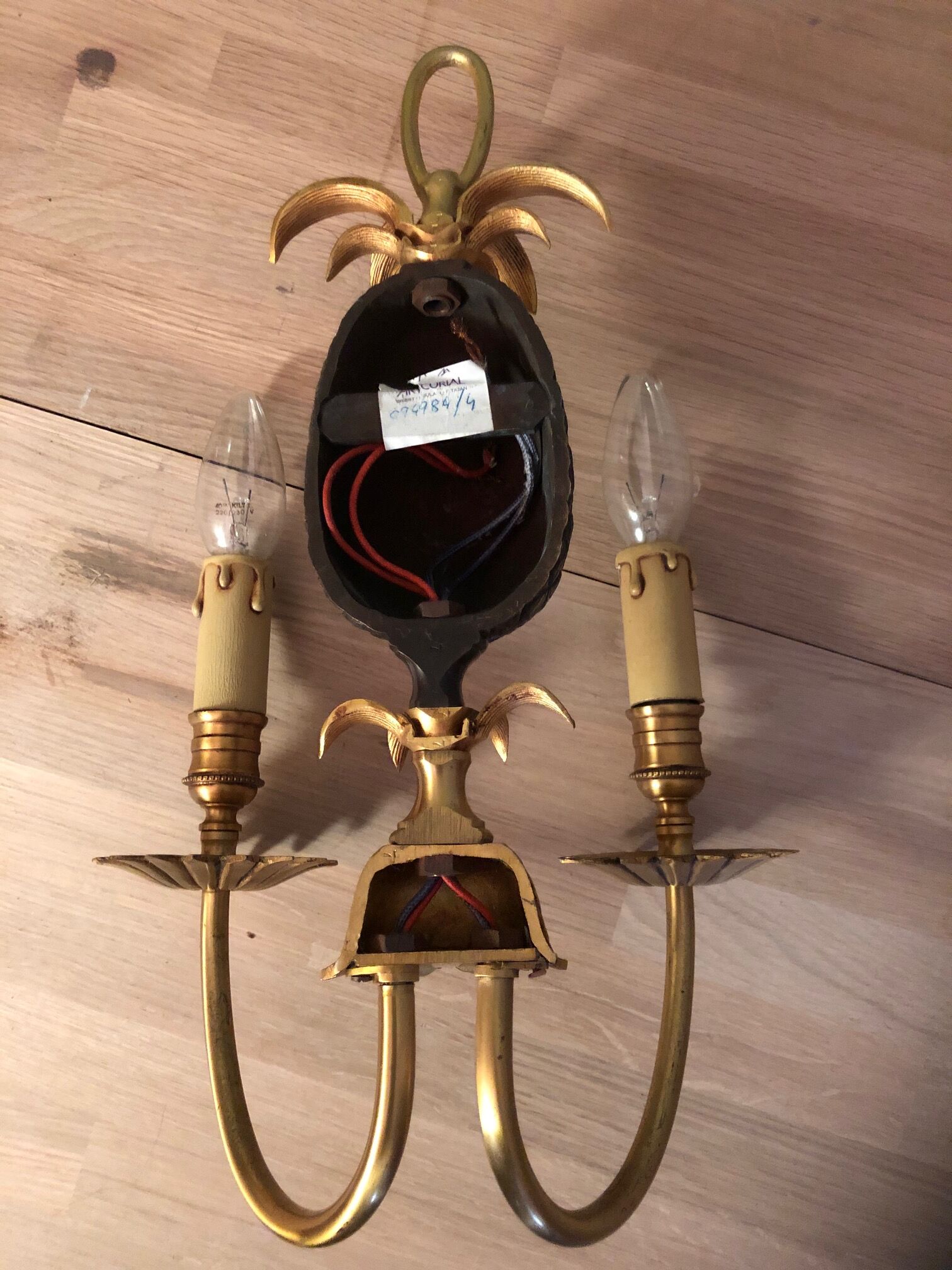 Pineapple bronze sconce