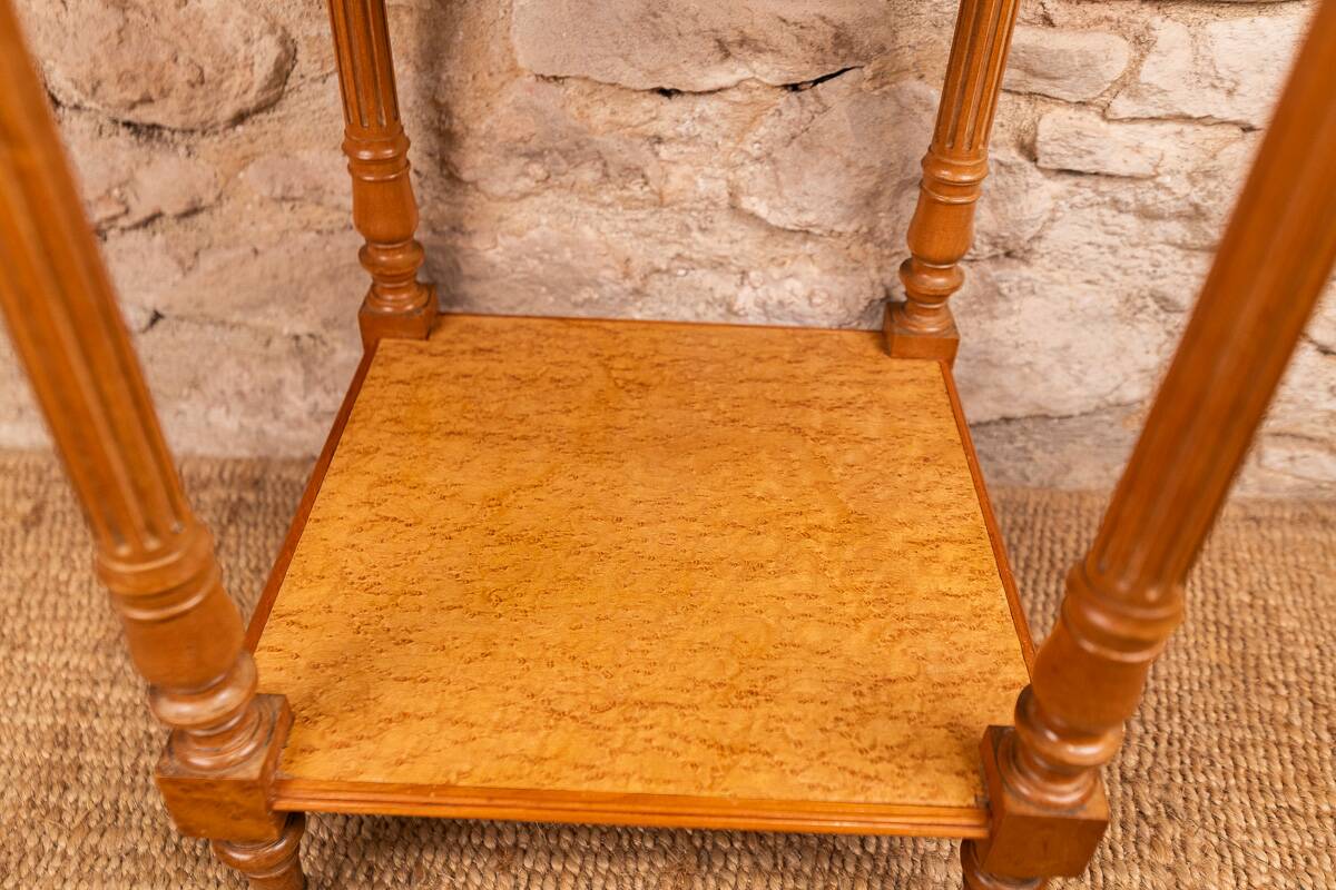 Neo-Louis XVI Nightstand in Spotted Maple & White Marble (Late 19th Century)