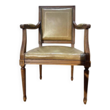 Fauteuil de bureau de style Louis XVI en cuir beige