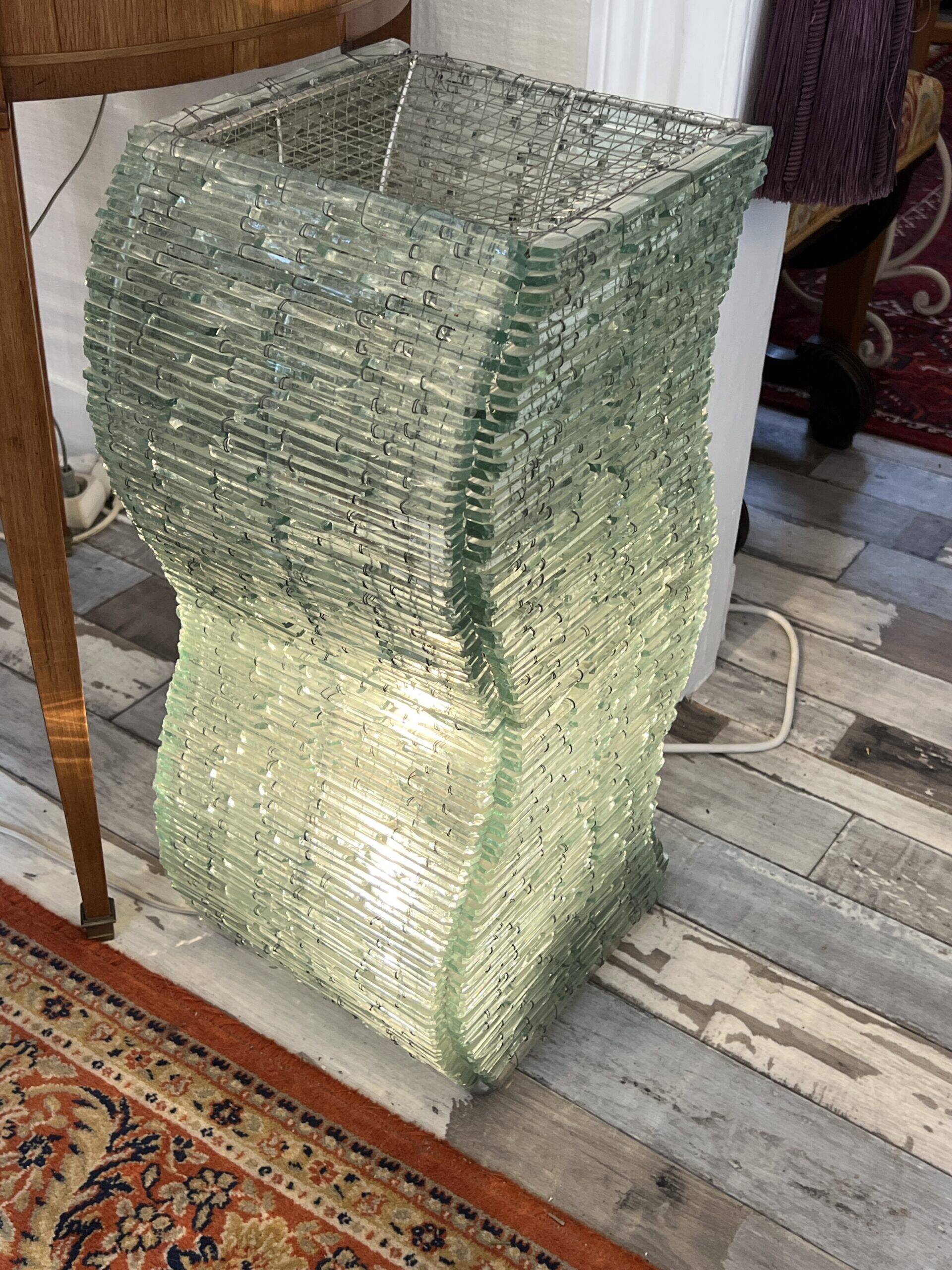 Danny lane (attributed) beautiful large glass plate lamp from the 1980s