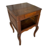 Louis XV Nightstand Table Wood Drawer + 19th Century Oak Vintage Case