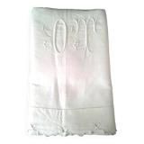 Drap ancien en lin monogrammé OT
