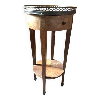 Round side table in wood, marble and brass gallery – Louis XV style