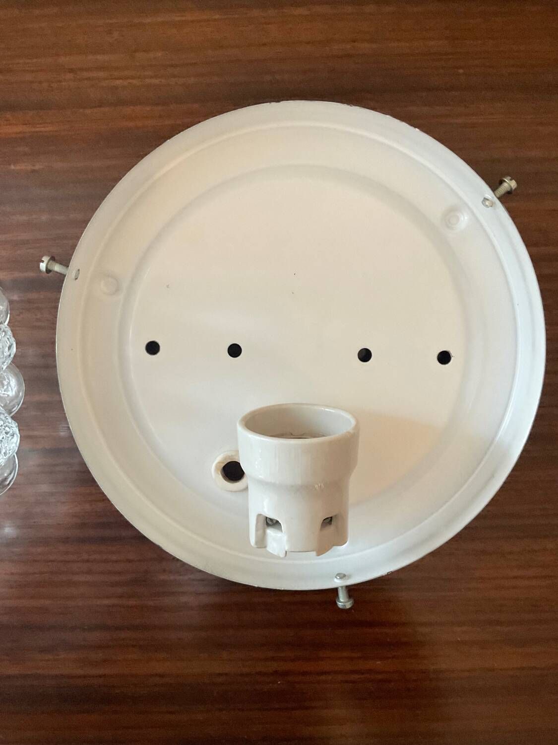 Vintage ceiling or wall light in molded glass from the 70s