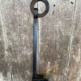 Ancienne crémaillère cuisson cheminée fer forge noir xixe vintage