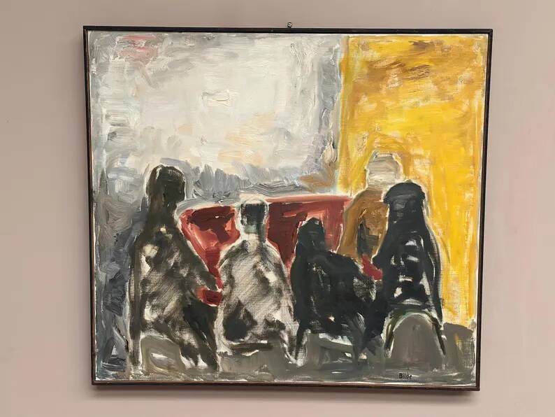 Original Danish Oil on Canvas“Figurative Composition” by Max Bilde