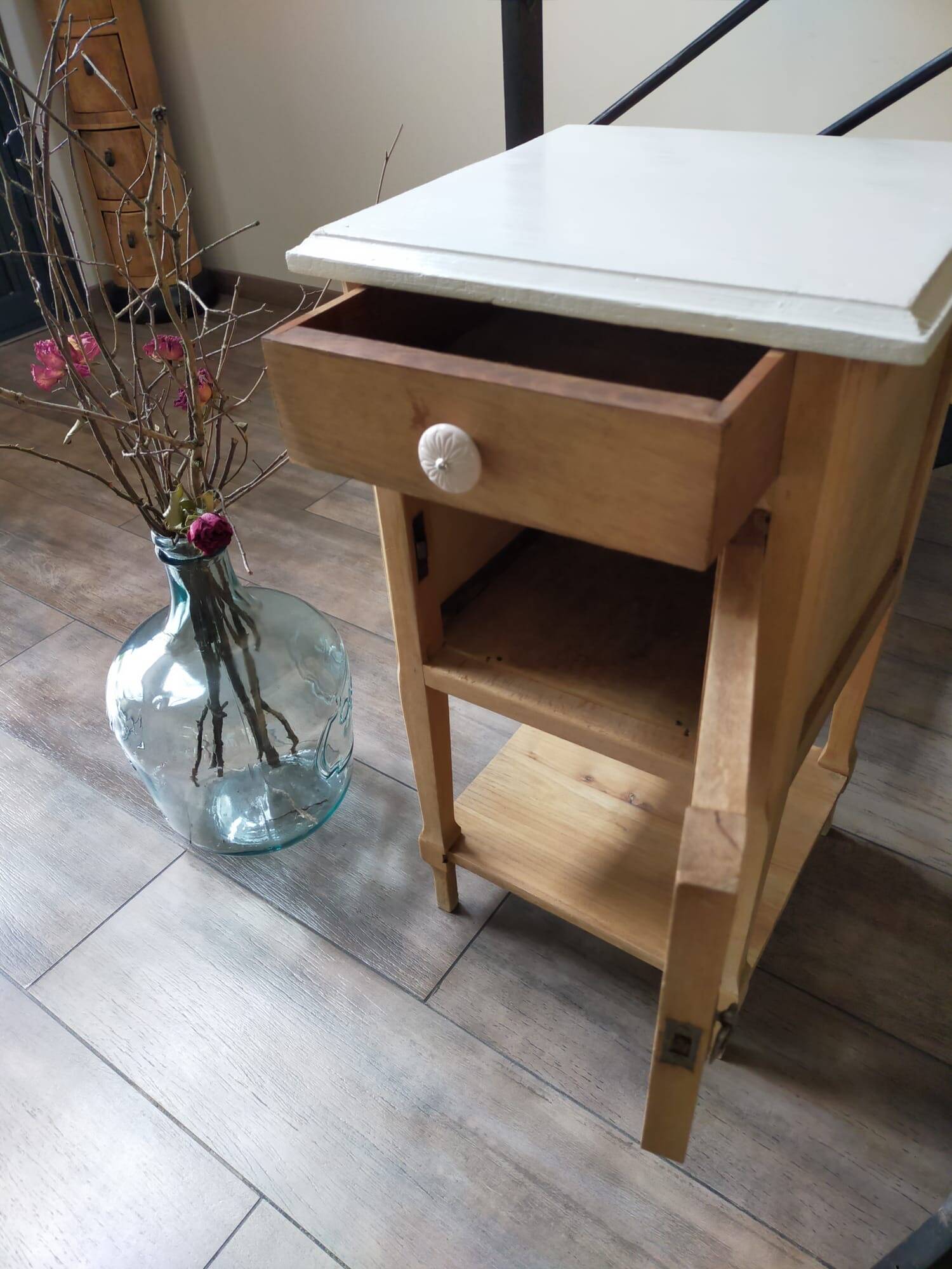 Solid wood bedside table