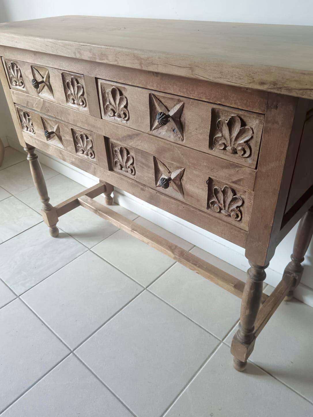 Antique Spanish hand-carved console table