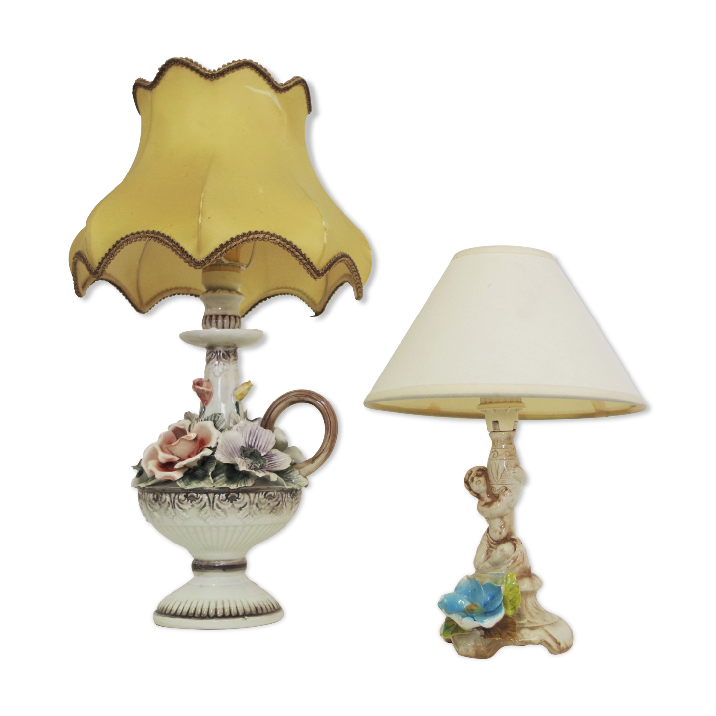 Desk Lamps with Lampshades Day, 1950s, Set of 2