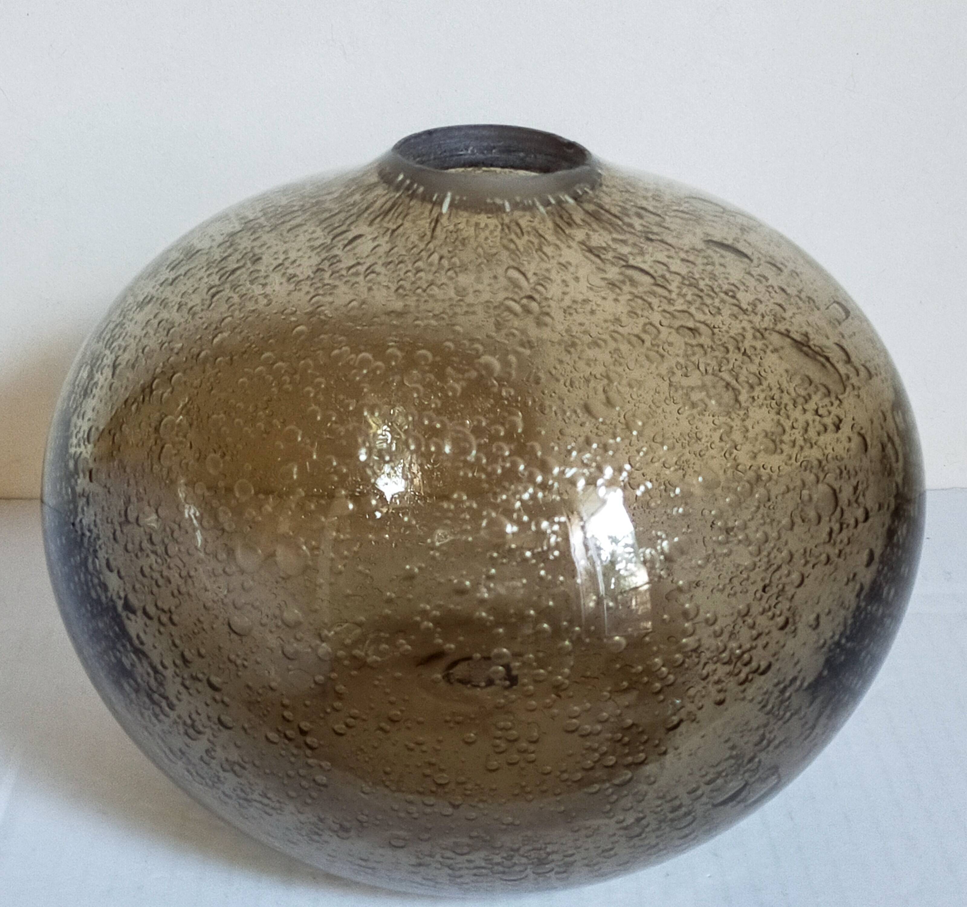 Vintage bubble-blown glass ball vase from riom france