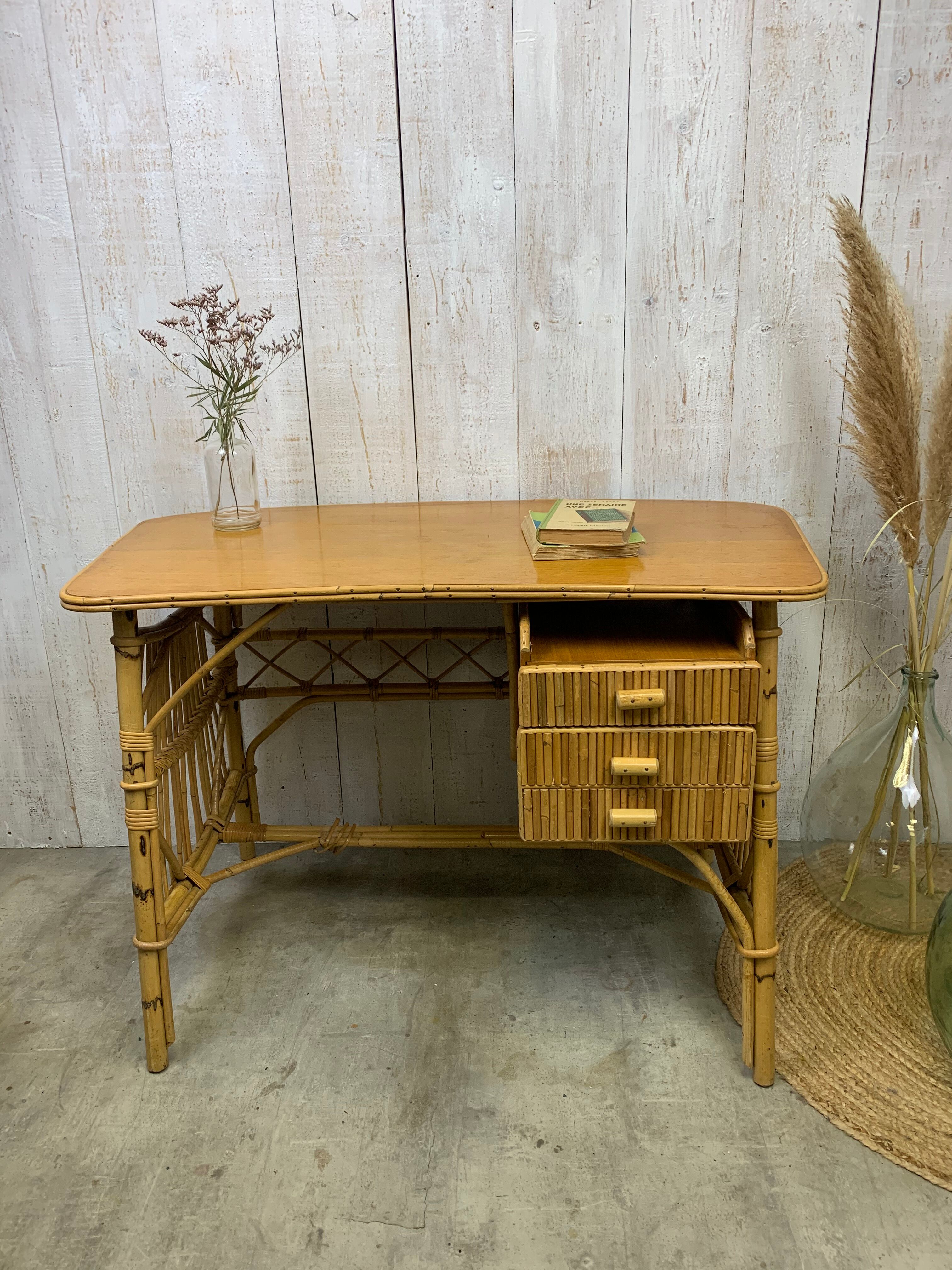 Louis Sognot rattan desk