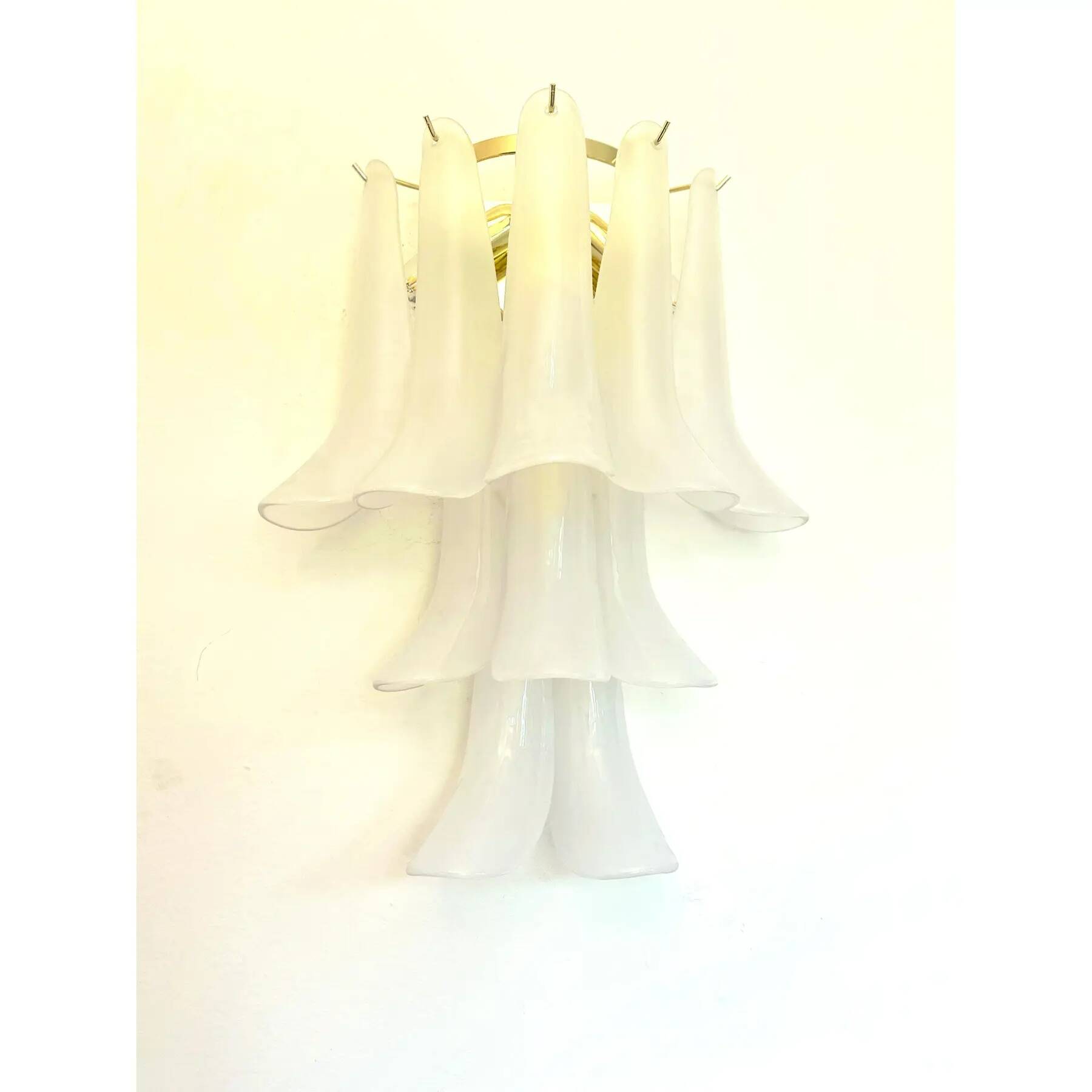 Contemporary Frosted “Selle” Murano Glass Wall Sconce in Mazzega Style