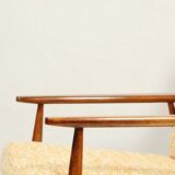 Scandinavian armchair yellow mellow fabric Boho style 1970 design by H.Lis
