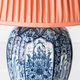 Dutch Chinoiserie Table Lamp, Blue and White Delft, by Makkum, with a New Coral Silk Shade