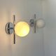 Pair of vintage chrome and opaline wall lights, France 1970.