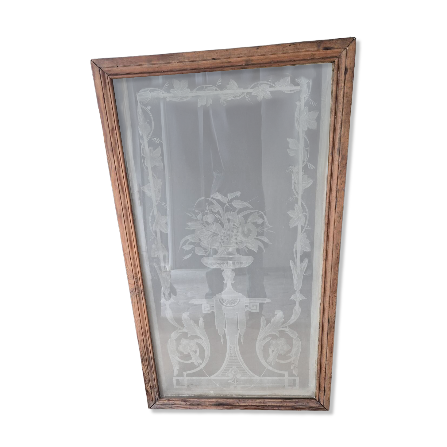 Vitre de bistrot 1900 en verre dépoli