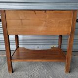 Ancienne table de toilette coiffeuse en marbre et bois massif