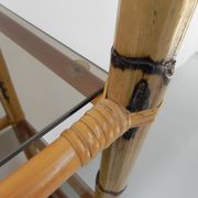 Vitrine en bambou avec 5 étagères en verre fumé