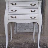 Louis XV three-drawer chest of drawers with white and blue patina