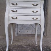 Louis XV three-drawer chest of drawers with white and blue patina