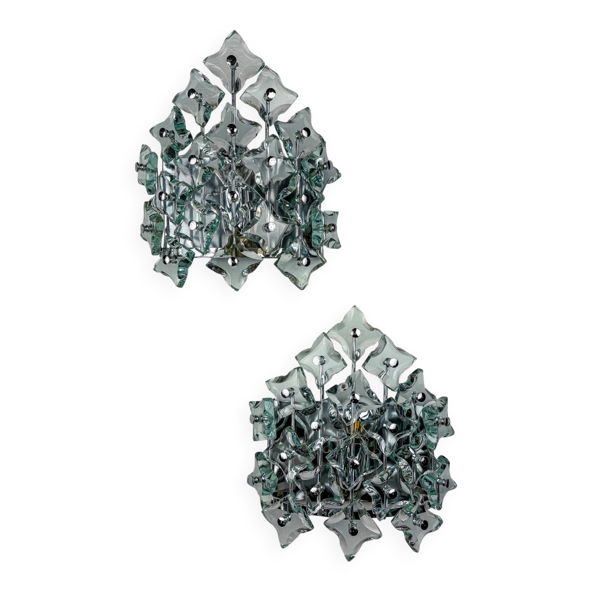 Pair of Murano cut glass wall sconces, Italy, 1970s
