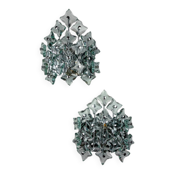Paire d'appliques en verre taillé de Murano, Italie, années 1970
