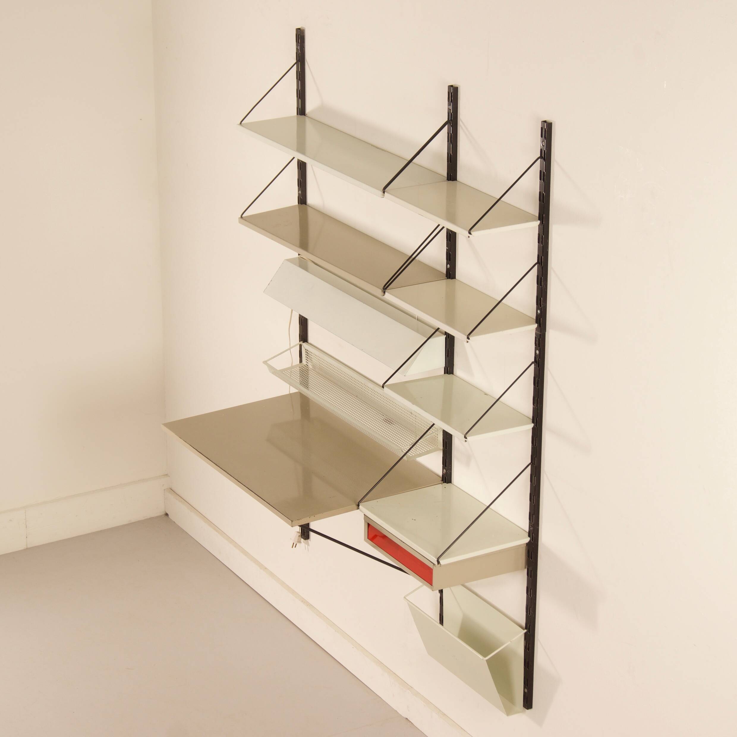 Pilastro Wall System by Tjerk Reijenga with Desk and Magazine Holder, 1960s