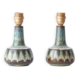 Pair of Søholm Stentøj table lamps, modern organic glazed stoneware, 1960s