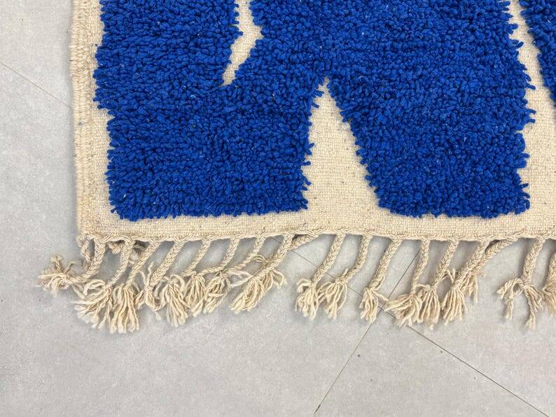 Blue Moroccan rug, living room rug 250/150cm