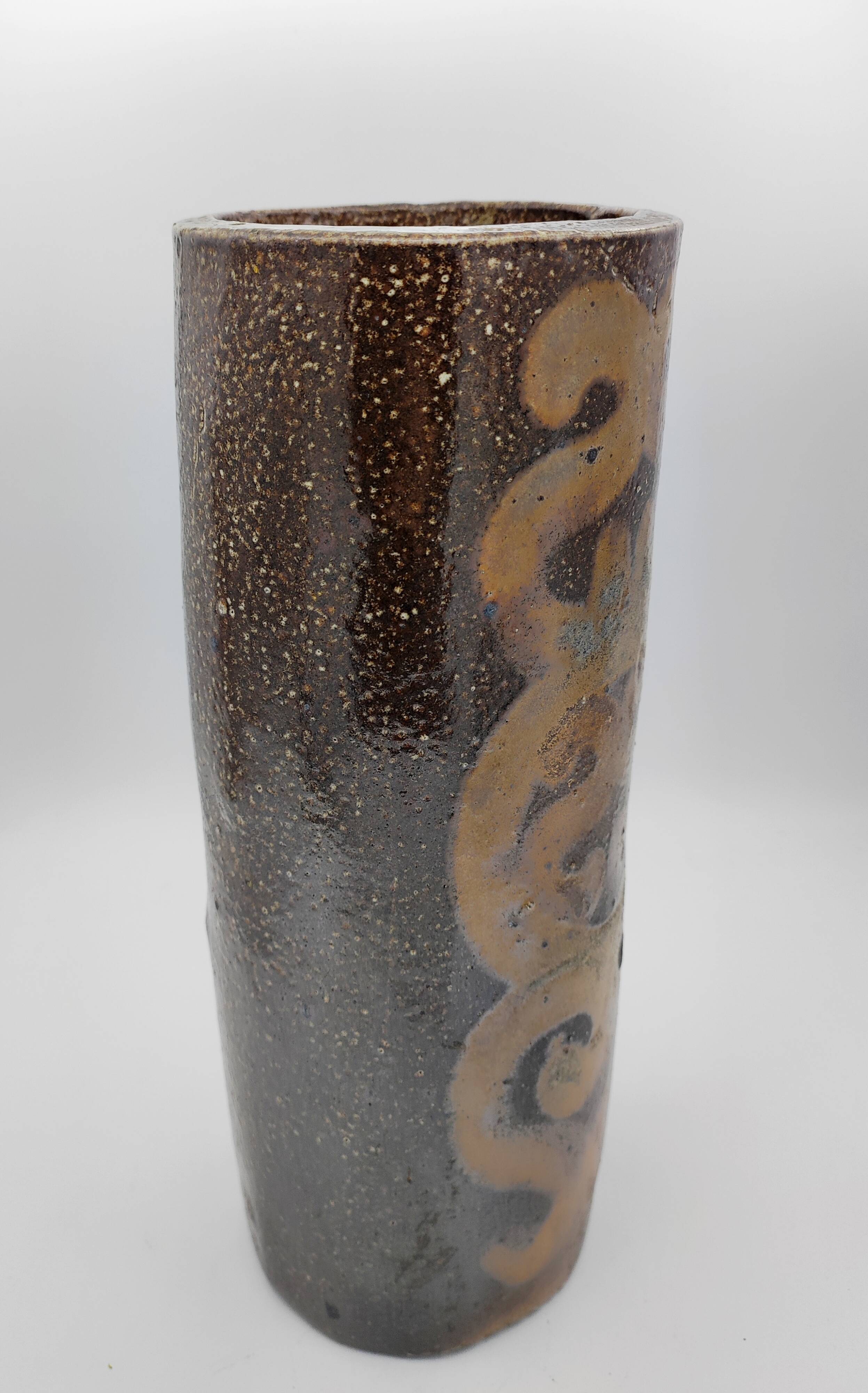 Vase tube en grès Jean Claude Monange