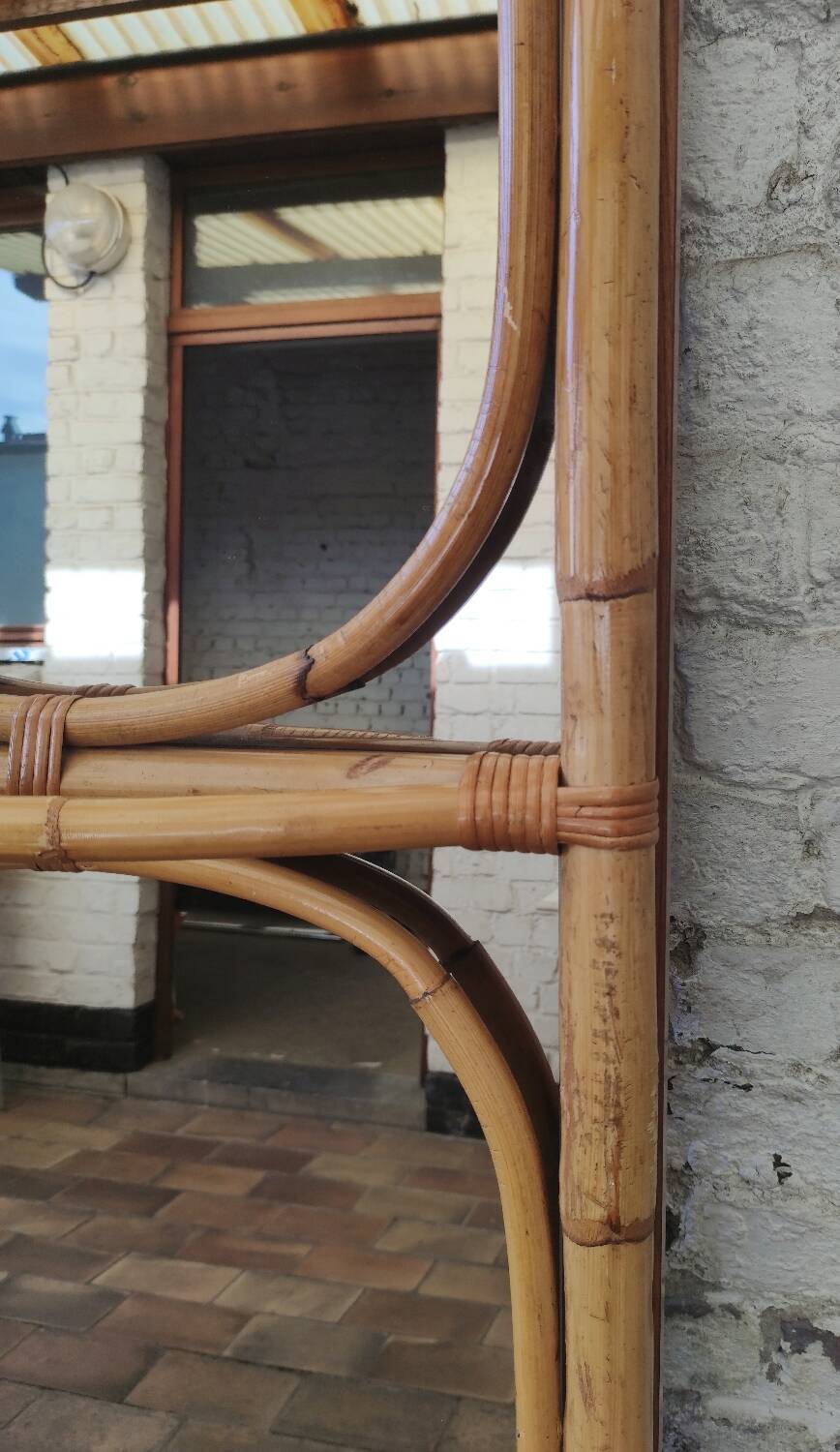 Large rattan mirror from the 70s