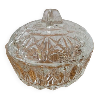 Molded glass sugar bowl