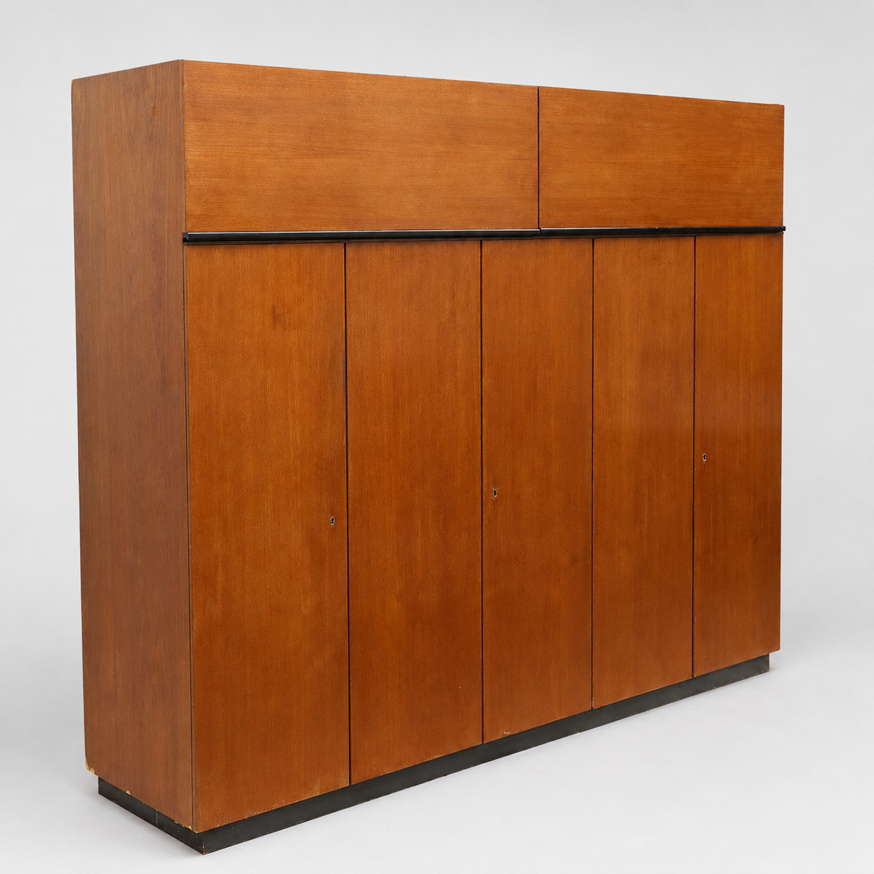 Large vintage teak wardrobe from the 1960s, with hanging and shelving sections