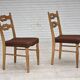 1970s, set of 2 Danish dining chairs, furniture wool, solid oak wood.