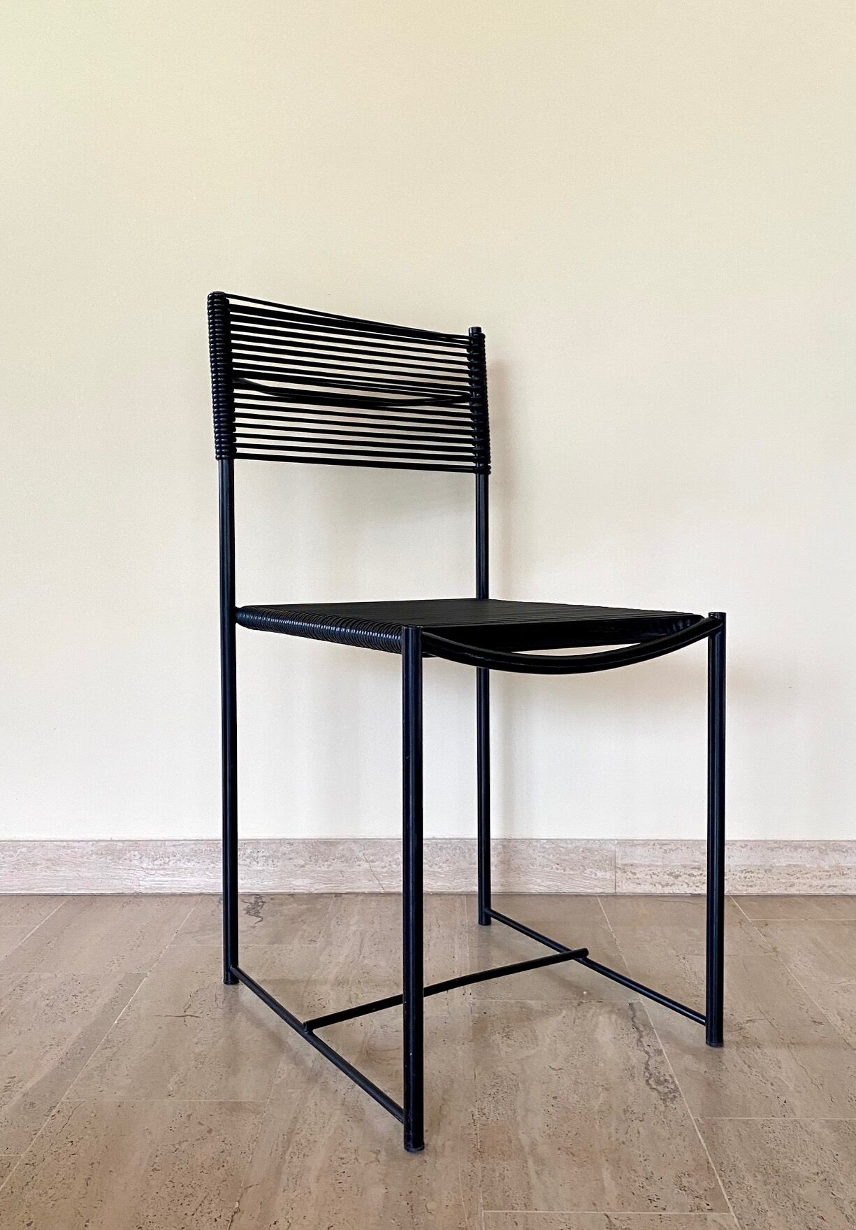 Pair of Italian Chairs in Black Metal and Scooby, produced by Pluri Bergamo, 1980