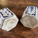 Pair of decorative earthenware bottles with blue decoration – oriental style